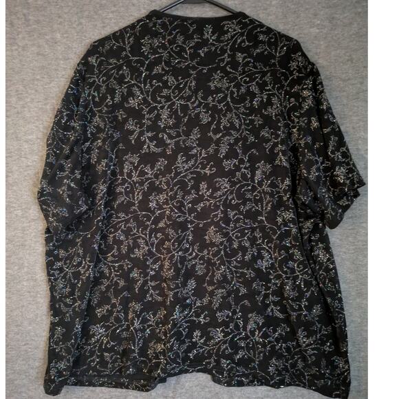 Bentley Plus Black Silver Sparkle Front Clasp Open Short Sleeve Cardigan Size 2X - Picture 2 of 10